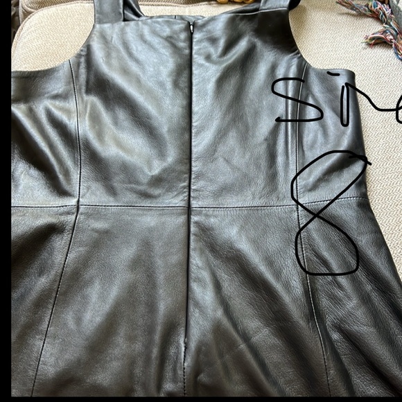 Antonio Melani Jessica Twisted Halter Neck Genuine Leather Sheath Mini Dress - Picture 9 of 16